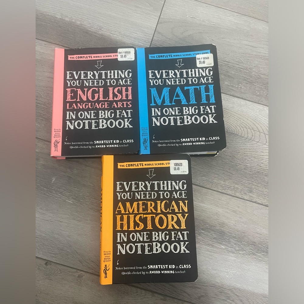 Lot 3 Complete Middle School Study Guide ENGLISH, MATH and AMERICAN HISTORY